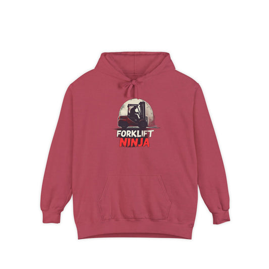 Hoodie - 'Forklift Ninja' Precision and Skill T-Shirt - Crimson