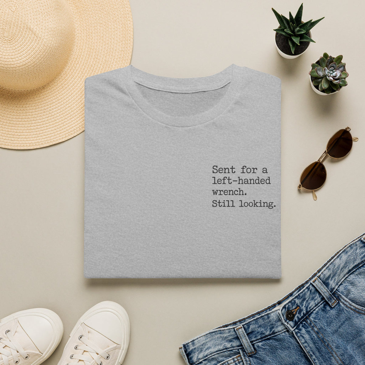 Left-Handed Pipe Wrench Plumber T-Shirt | Funny Apprentice Joke Tee