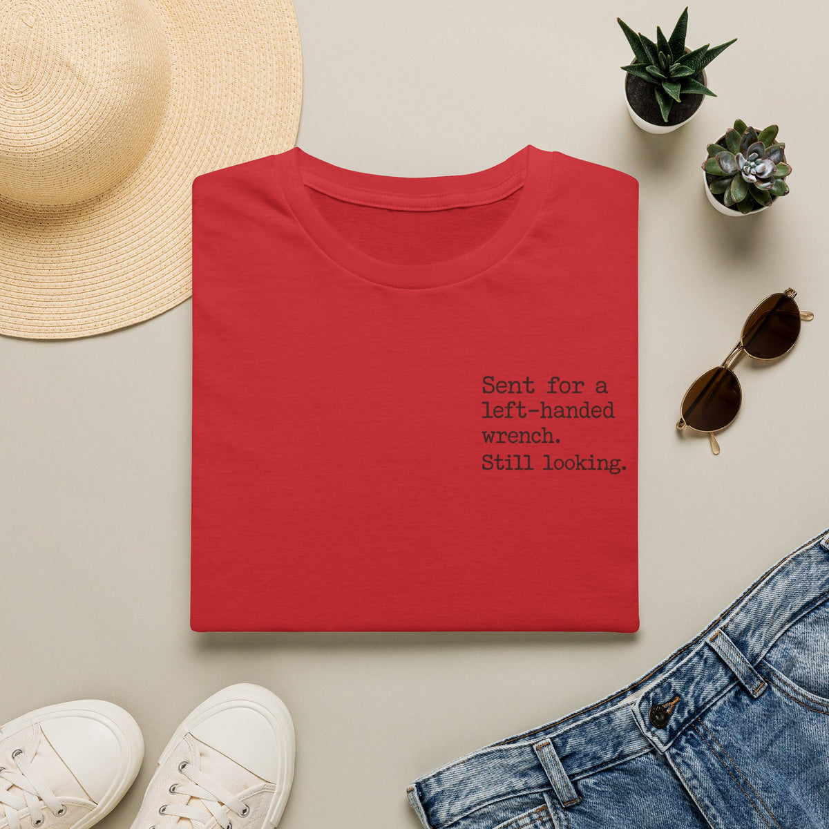 Left-Handed Pipe Wrench Plumber T-Shirt | Funny Apprentice Joke Tee