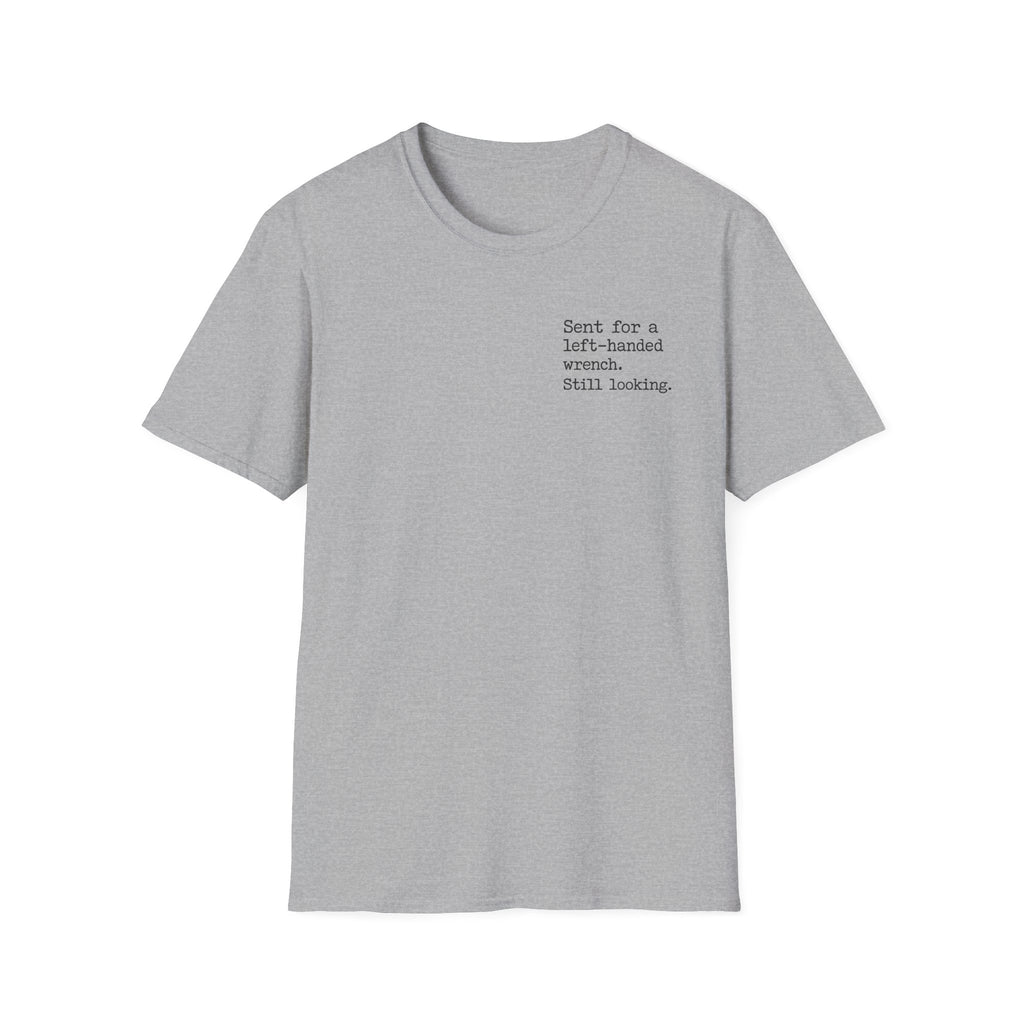 Left-Handed Pipe Wrench Plumber T-Shirt | Funny Apprentice Joke Tee