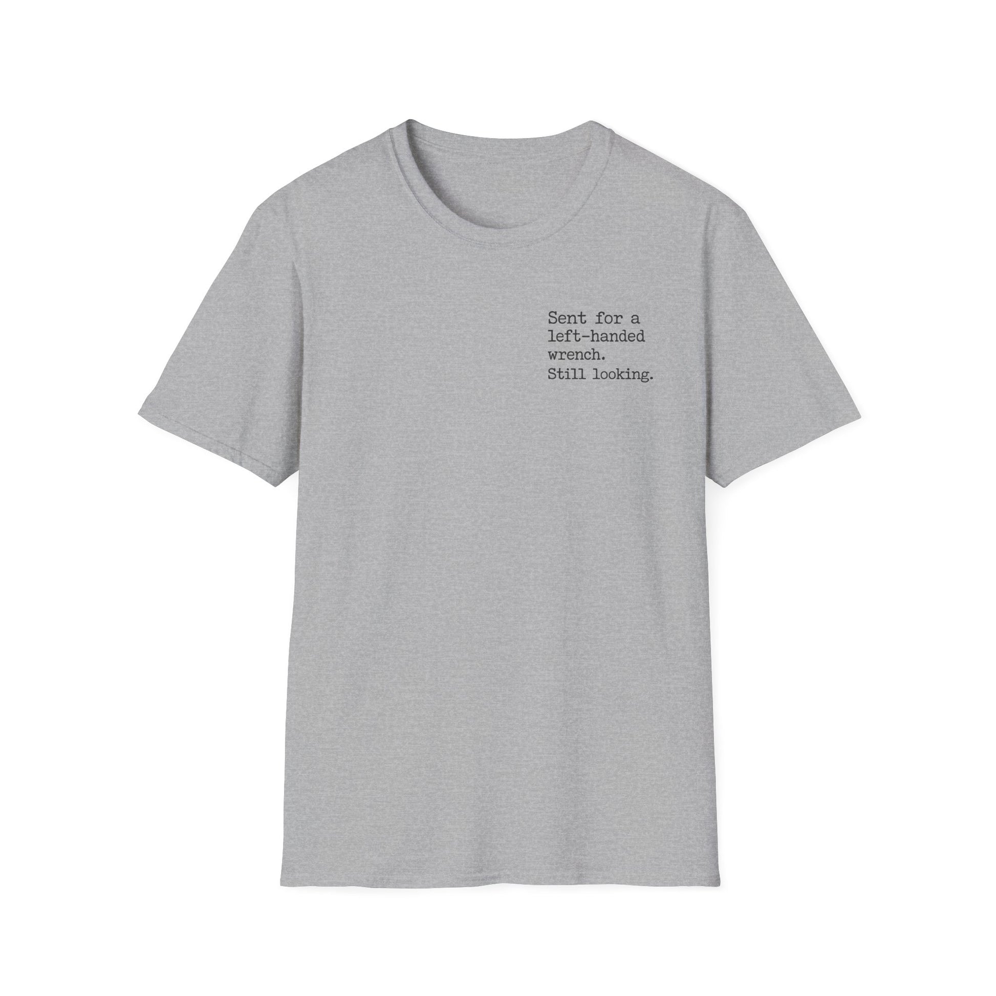 Left-Handed Pipe Wrench Plumber T-Shirt | Funny Apprentice Joke Tee